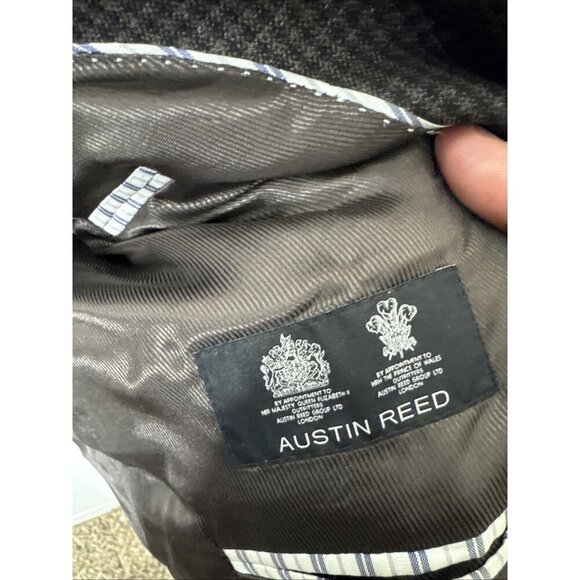Austin Reed Blazer 42R Men’s 100% Wool Brown Gray Houndstooth Sport Coat - Picture 6 of 8
